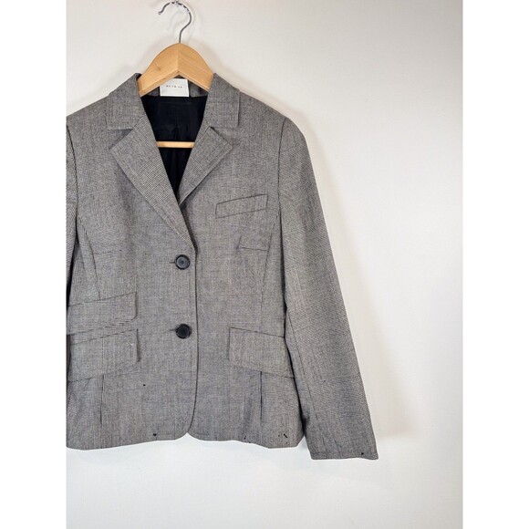 Akris Punto Women Blazer Gray Two Button Plaid Suit Jacket Notched Office Size 6 - Picture 4 of 11